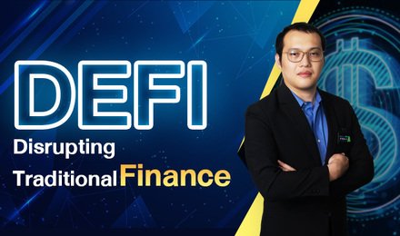 DeFi: Disrupting Traditional Finance course banner — SkillLane course on decentralized finance, taught in Thai